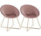 Lot De 2 Chaises De Cuisine Velours Et Pieds Métal Rose 19_0000304