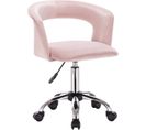 Chaise De Bureau Avec Accoudoirs En Velours Rose 19_0000145