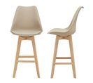 Lot De 2 Tabourets De Bar Siège Avec Dossier Et Repose-pied Rembourré 105 Cm Beige 03_0002776