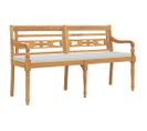 Banc De Jardin Meuble De Patio D'extérieur Terrasse Avec Coussin 150 X 51,5 X 84 Cm Bois De Teck