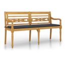 Banc De Jardin Meuble De Patio D'extérieur Terrasse Avec Coussin Anthracite 150 X 50 X 3 Cm Bois