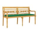 Banc De Jardin Meuble De Patio D'extérieur Terrasse Avec Coussin Vert 150 Cm Bois De Teck Massif