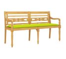 Banc De Jardin Meuble De Patio D'extérieur Terrasse Avec Coussin Vert Brillant 150 Cm Bois Teck