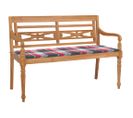 Banc De Jardin Meuble De Patio D'extérieur Terrasse Avec Coussin À Carreaux Rouge 120 X 51,5 X 84