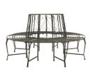 Banc De Jardin Meuble De Patio D'extérieur Terrasse Circulaire De Jardin 160 X 89 Cm Acier Gris