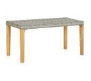 Banc De Jardin Meuble De Patio D'extérieur Terrasse 120 Cm Gris Résine Tressée Et Bois D'acacia