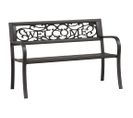 Banc De Jardin Meuble De Patio D'extérieur Terrasse 125 X 53 X 77 Cm Acier Noir