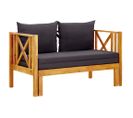 Banc De Jardin Meuble De Patio D'extérieur Terrasse 2 Places Et Coussins 122 X 66 X 68,5 Cm Bois