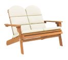 Banc De Jardin Meuble De Patio D'extérieur Terrasse Adirondack Et Coussins 126 Cm Bois Massif