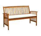 Banc De Jardin Meuble De Patio D'extérieur Terrasse Avec Coussin 147 Cm Bois D'acacia Massif 02_001