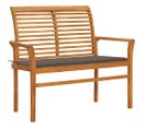 Banc De Jardin Meuble De Patio D'extérieur Terrasse Avec Coussin Taupe 112 X 55 X 94 Cm Bois