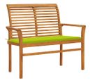 Banc De Jardin Meuble De Patio D'extérieur Terrasse Avec Coussin Vert Vif 112 X 55 X 94 Cm Bois