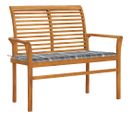 Banc De Jardin Meuble De Patio D'extérieur Terrasse Avec Coussin À Carreaux Gris 112 X 55 X 94 Cm