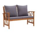 Banc De Jardin Meuble De Patio D'extérieur Terrasse Avec Coussins 119 X 67 X 83 Cm Bois Solide