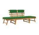 Banc De Jardin Meuble De Patio D'extérieur 2-en-1 Terrasse Avec Coussins 190 X 68 X 74 Cm Bois