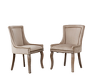 Lot de 2 Chaises de salle à manger luxueuse rembourrée, pieds en bois massif, en velours, beige