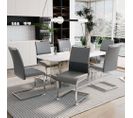 Lot De 6 Chaises De Salle à Manger Modernes, Dossier En Simili Cuir Pu Et Lin, Chaise D'appoint Remb