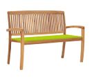 Banc De Jardin Meuble De Patio D'extérieur Terrasse Empilable Et Coussin 128,5cm Bois De Teck