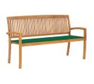 Banc De Jardin Meuble De Patio D'extérieur Terrasse Empilable Et Coussin 159 Cm Bois De Teck Massif