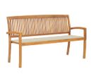 Banc De Jardin Meuble De Patio D'extérieur Terrasse Empilable Et Coussin 159 Cm Bois De Teck Massif