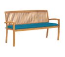 Banc De Jardin Meuble De Patio D'extérieur Terrasse Empilable Et Coussin 159 Cm Bois De Teck Massif