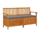 Banc De Jardin Meuble De Patio D'extérieur Terrasse De Rangement Avec Coussin 148 X 62 X 84 Cm Bois