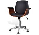 Fauteuil Chaise Siège De Bureau Luxe Pivotant Ergonomique Avec Accoudoir Bois Et Noir 0502022