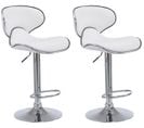 Tabouret De Bar Chaise De Bar X2 Hauteur Réglable Avec Repose Pieds En Synthétique Blanc Et Métal