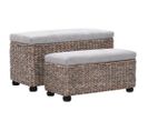 Banquette Pouf Tabouret Meuble Banc 2 Pièces Jacinthe D'eau Gris 3002178