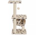 Arbre à Chat Griffoir Grattoir Niche Jouet Animaux Peluché En Sisal 65 Cm Beige Motif Pattes 370215