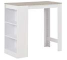 Table Haute Mange Debout Bar Bistrot Avec Étagère Blanc 110 Cm 0902051