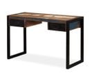 Bureau Table Meuble Travail Informatique Avec 2 Tiroirs Bois De Récupération Massif 120 Cm 0502062