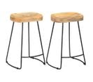 Lot De Deux Tabourets De Bar Design Chaise Siège Bois De Manguier Massif 1202102