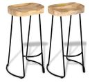 Lot De Deux Tabourets De Bar Design Chaise Siège 2 Pièces Bois De Manguier Massif 1202061