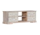 Meuble Télé Buffet TV Télévision Design Pratique 120 Cm Bois D'acacia Massif 2502281