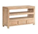 Meuble Télé Buffet TV Télévision Design Pratique Bois D'acacia Massif 90 Cm Marron Clair 2502125