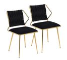 Lot De 2 Chaises Salle à Manger - Pieds En Métal Plaqué - Velours - Noir