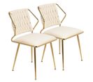 Lot De 2 Chaises Salle à Manger - Pieds En Métal Plaqué - Velours - Beige