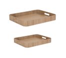 Set De 2 Plateaux Rectangles Bois Naturel