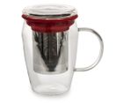 Mug Infuseur 43 Cl En Borosilicate Décor Rouge