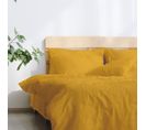 Parure De Couette Unie Coton Percale Coloré Jaune Moutarde  240x260 cm