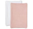 Lot De 2 Housses De Matelas À Langer En Éponge 50x70 Cm - Blanc + Rose