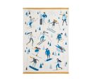 Torchon Imprimé En Coton Bleu Moyen 50x75