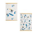 Lot De 2 Torchons Imprimés En Coton Bleu 50x75