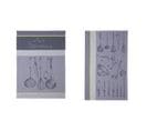 Lot De 2 Torchons En Jacquard Pur Coton Bleu 50 X 75