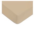 Coton Duo Unis - Drap Housse En Coton Lit Jumeaux 57 Fils Siamois Uni Beige 2x80x200cm