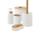 Prima - Set De Salle De Bain 28x31x31cm En Plastique Et Bambou Blanc