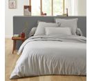 Housse De Couette Unie En Coton Gris Mastic 260x240