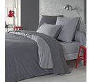 Parure De Lit Bicolore En Polyester Gris 140x200