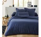 Housse De Couette Unie En Coton Bleu Nuit 260x240